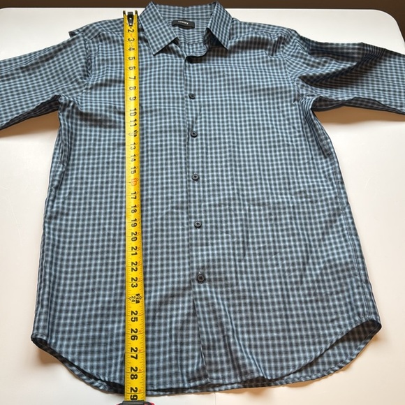 Men's Theory Blue Checkered Shirt - Picture 4 of 8